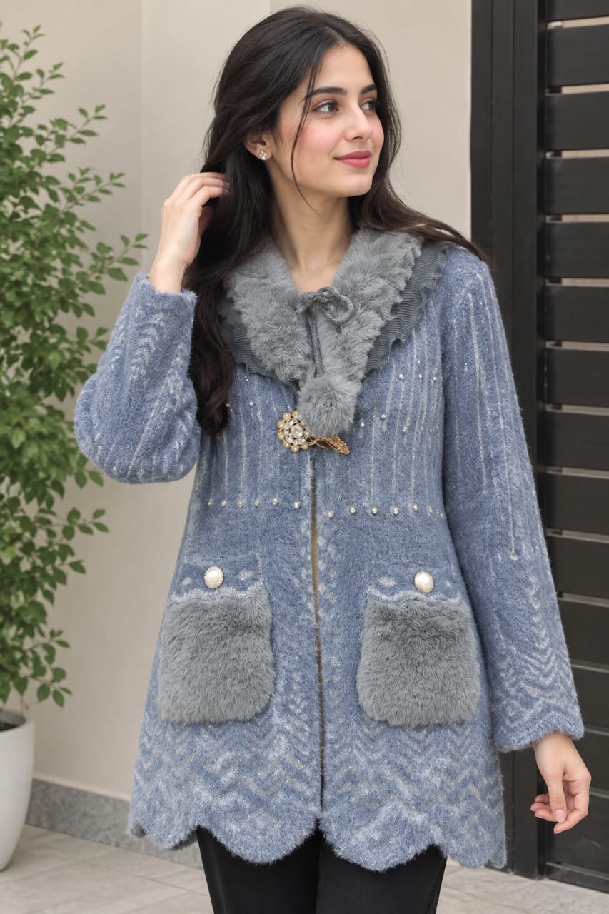 Warm Blue Fur Jacket