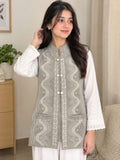 Warm Grey Embroidered Vest