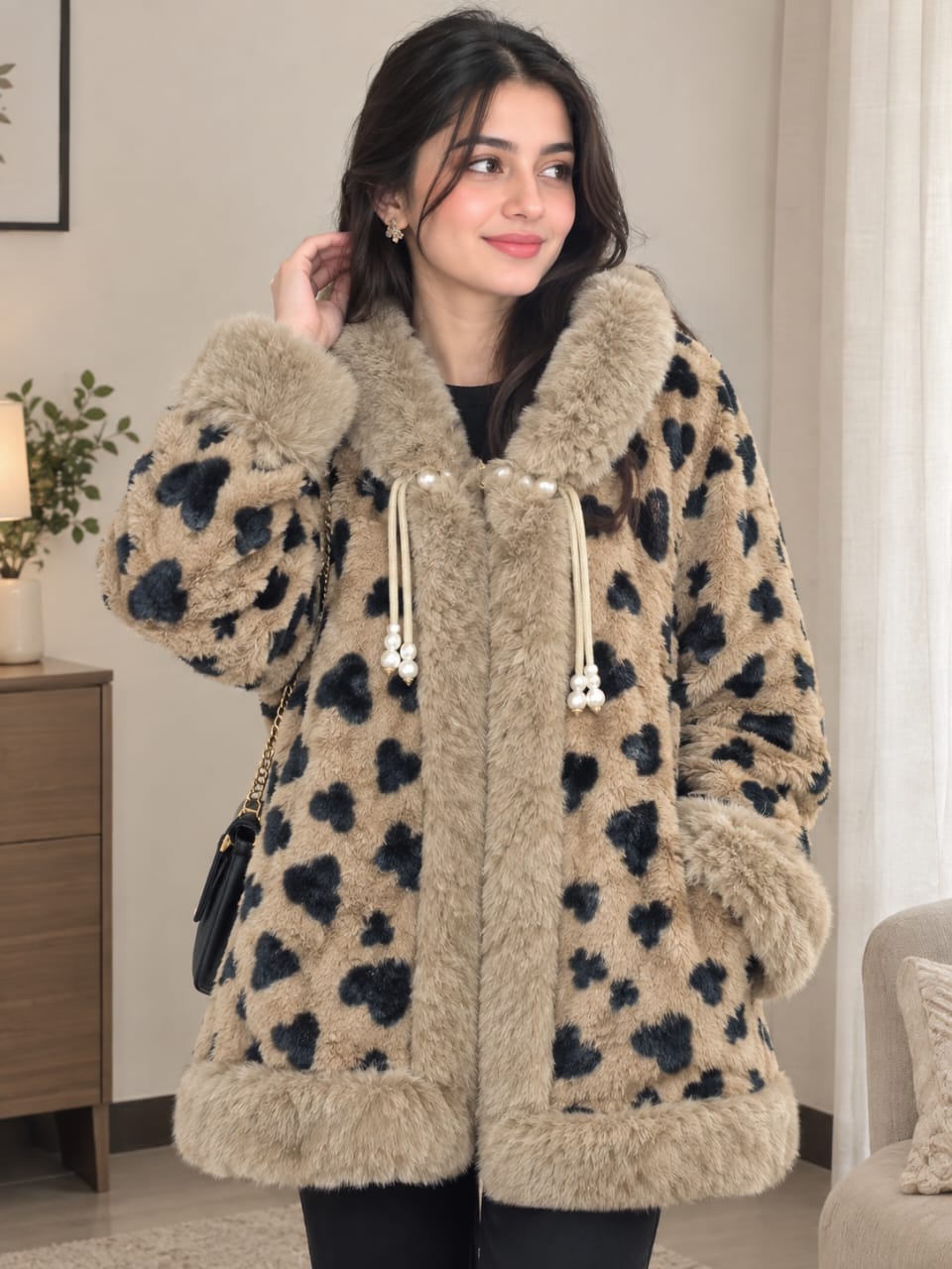 Warm Leopard Fur Coat
